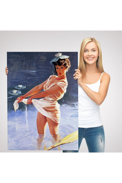 Göldeki İslanmış Sexi Kadın Duvar Tablosu-6455