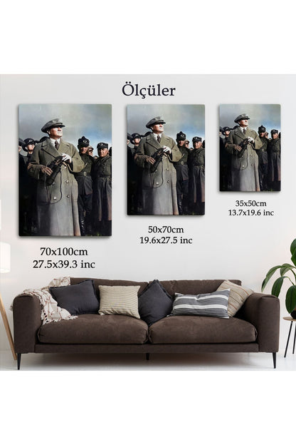 Atatürk Portre Tablosu Mustafa Kemal Atatürk Dikdörtgen Dekoratif Kanvas Tablo-FG-131