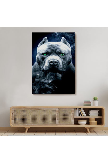 Pit Bull Yeşil Gözlü Amerikan Bully Köpek Kanvas Tablo-5259