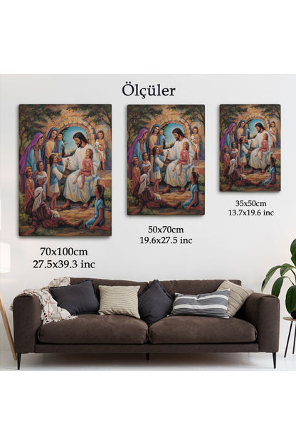 İsa Mesih ve Çocuklar Dekortif Duvar Tablosu-6236