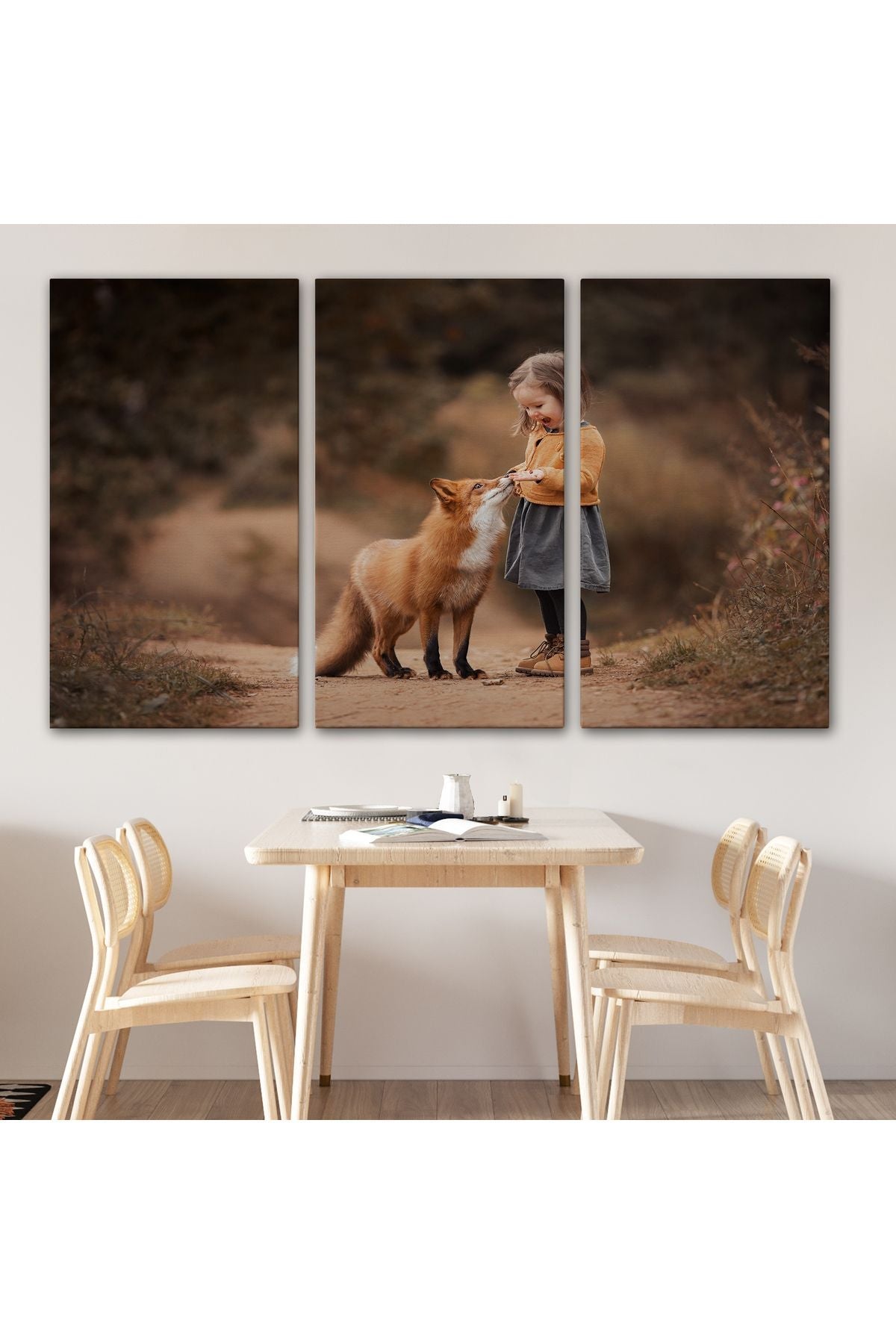 HG Küçük Kız ve Tilki Dekoratif Kanvas Tablo 1147