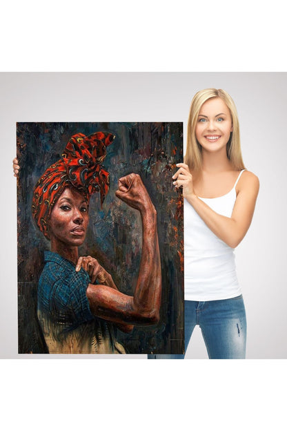 Güçlü Siyah Kadın, Hippi Tarzı Kızlar Güç Feminist Kanvas Tablo-5273