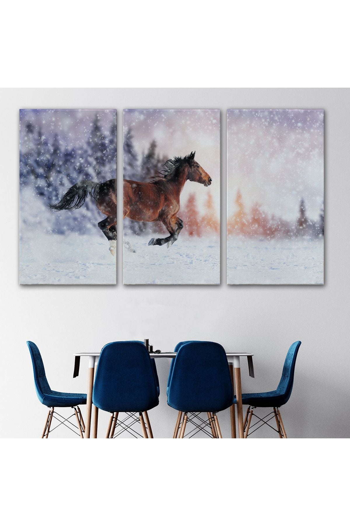 Karda Koşan At Dekoratif Kanvas Tablo 1133