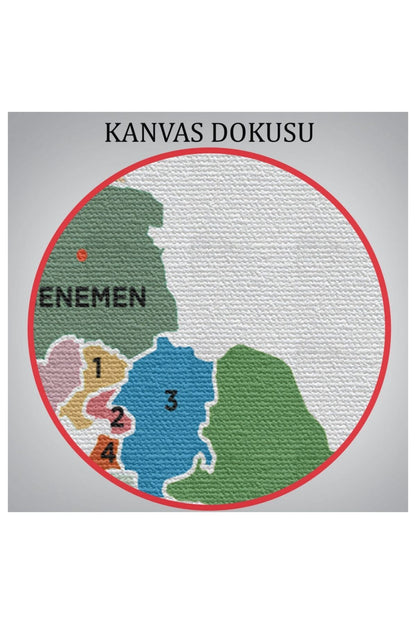 Kanvas, Duvar Tablosu, Dekoratif, İl ve İlçeler Haritası İzmir, Modern 1368 EGKNV