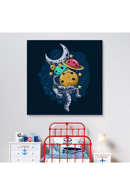 Gezegenleri Kucağında Taşıyan Astronot Kanvas Tablo-5096