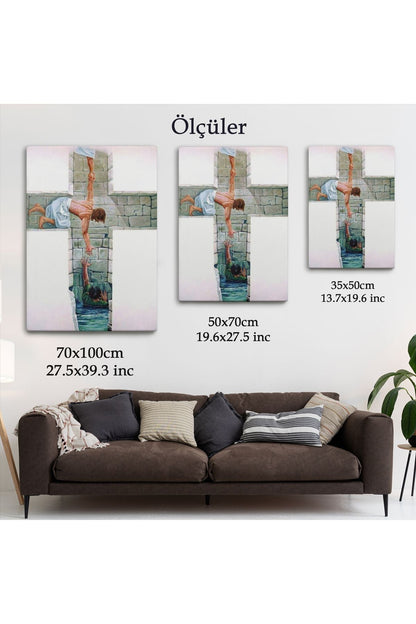 Kurtarıcı İsa ile Cennet Kanvas Tablo, Bizde Daha Büyük Bir Aşk Yoktur Kanvas Tablo-5224