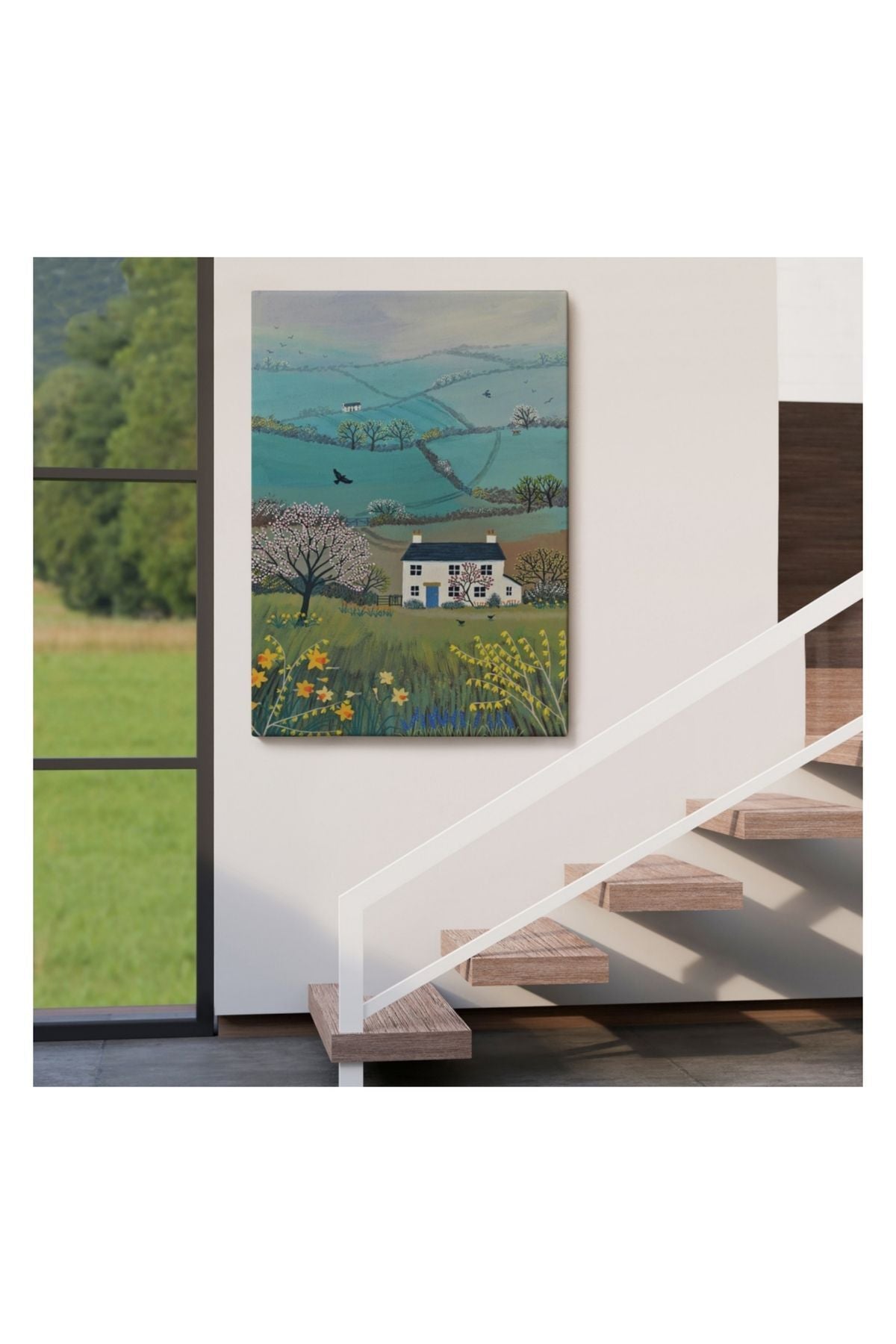 Kanvas Tablo, Duvar Dekoru, Köy Evi Manzarası İngiltere 6023 BUNGKNV