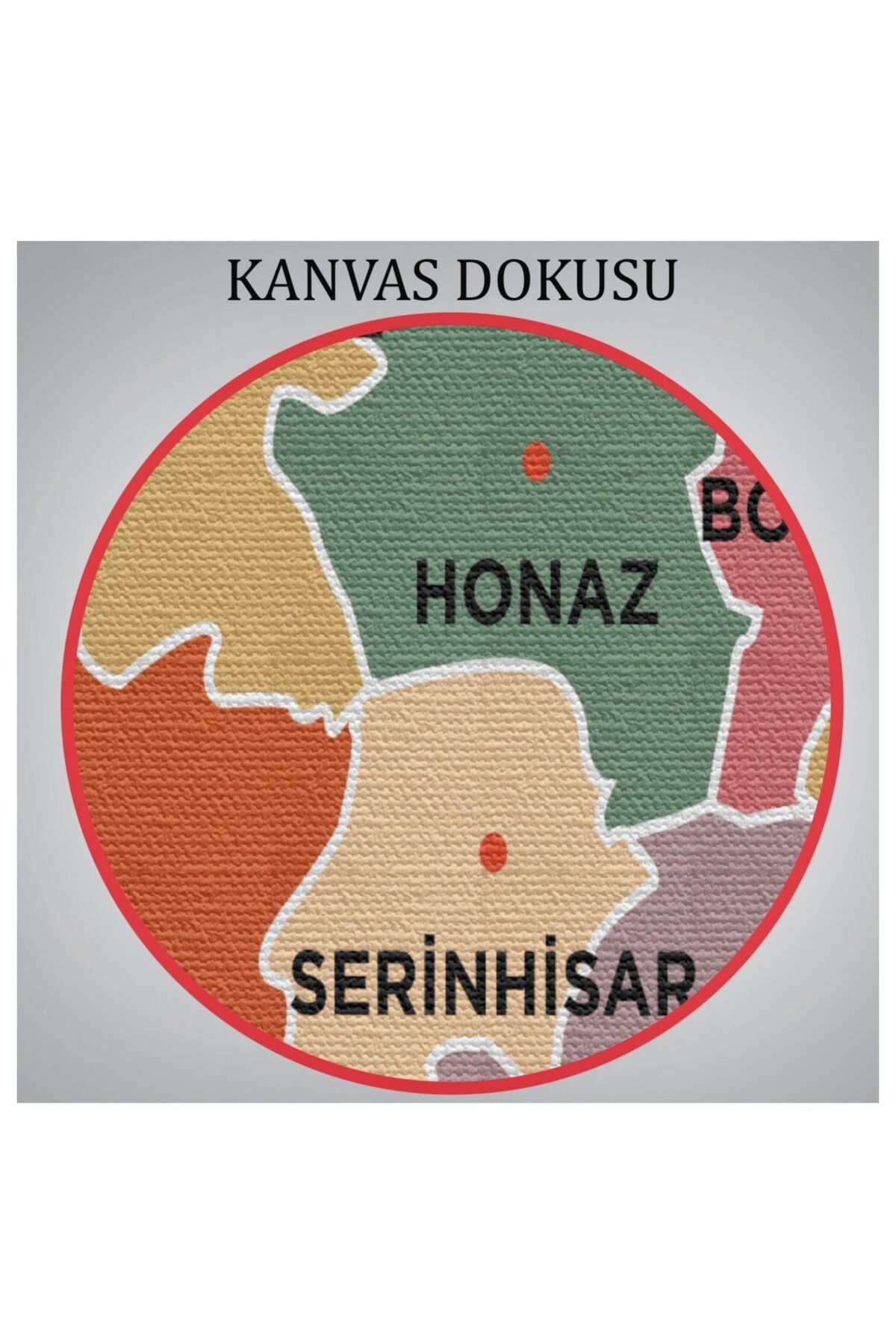 Kanvas, Duvar Tablosu, Dekoratif, İl ve İlçeler Haritası Denizli, Modern 1319 EGKNV