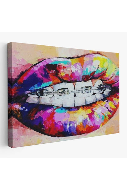 MLT Brnd product092 Diş Teli ve Renkli Dudaklar Graffti Tablosu-6651