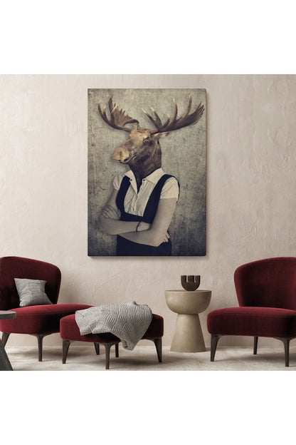 Geyik Kafalı İnsan Kanvas Tablo-4984