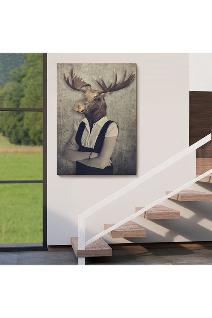 Geyik Kafalı İnsan Kanvas Tablo-4984