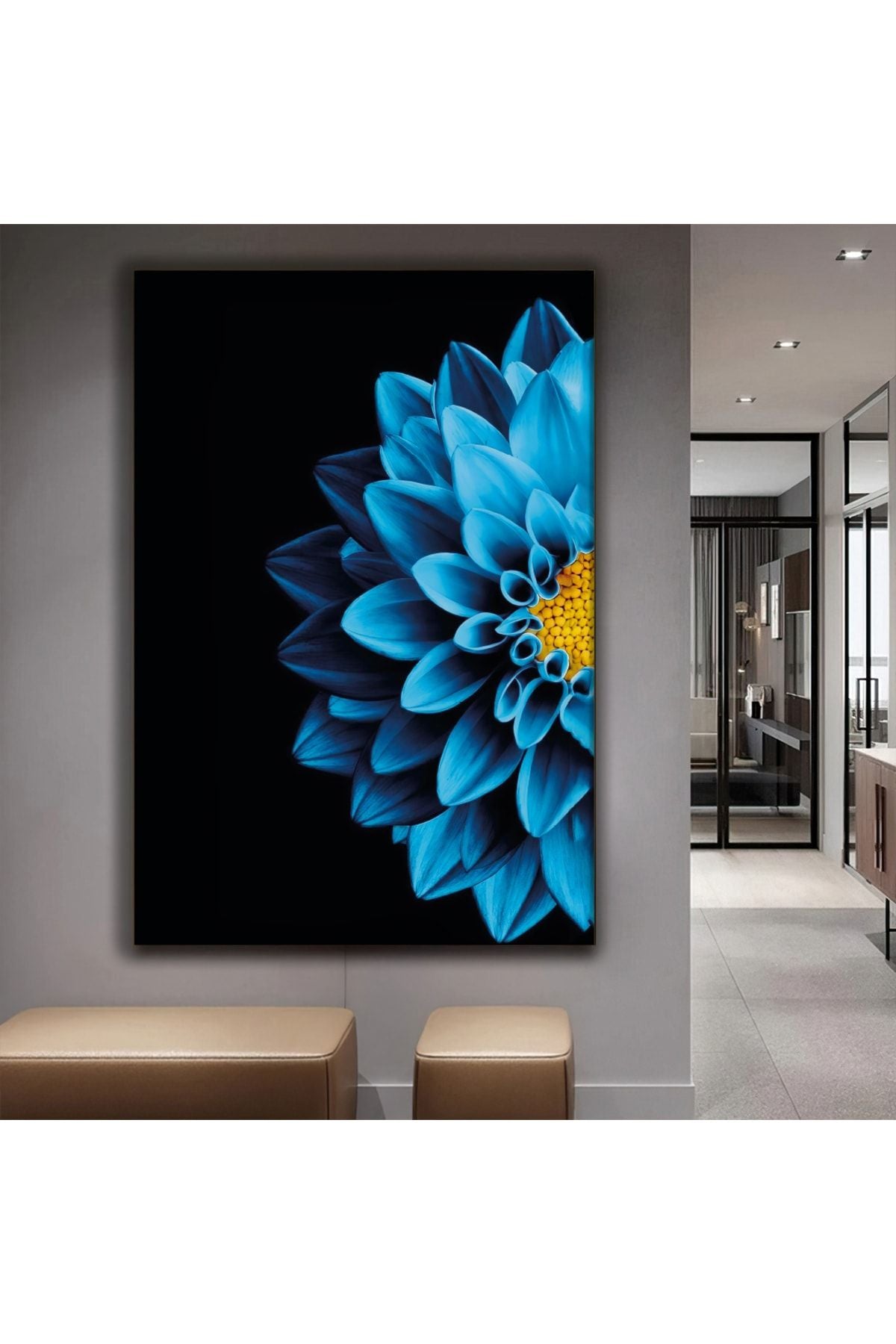 Mavi Çiçek Kanvas Tablo