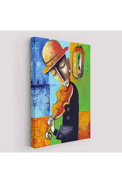 Keman Çalan Müzisyen Sürreal Adam Duvar Tablo-6447