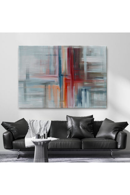 Fırça Darbeleri ile Soyut Yağlıboya Görünüm Dekoratif Kanvas Duvar Tablosu-3757