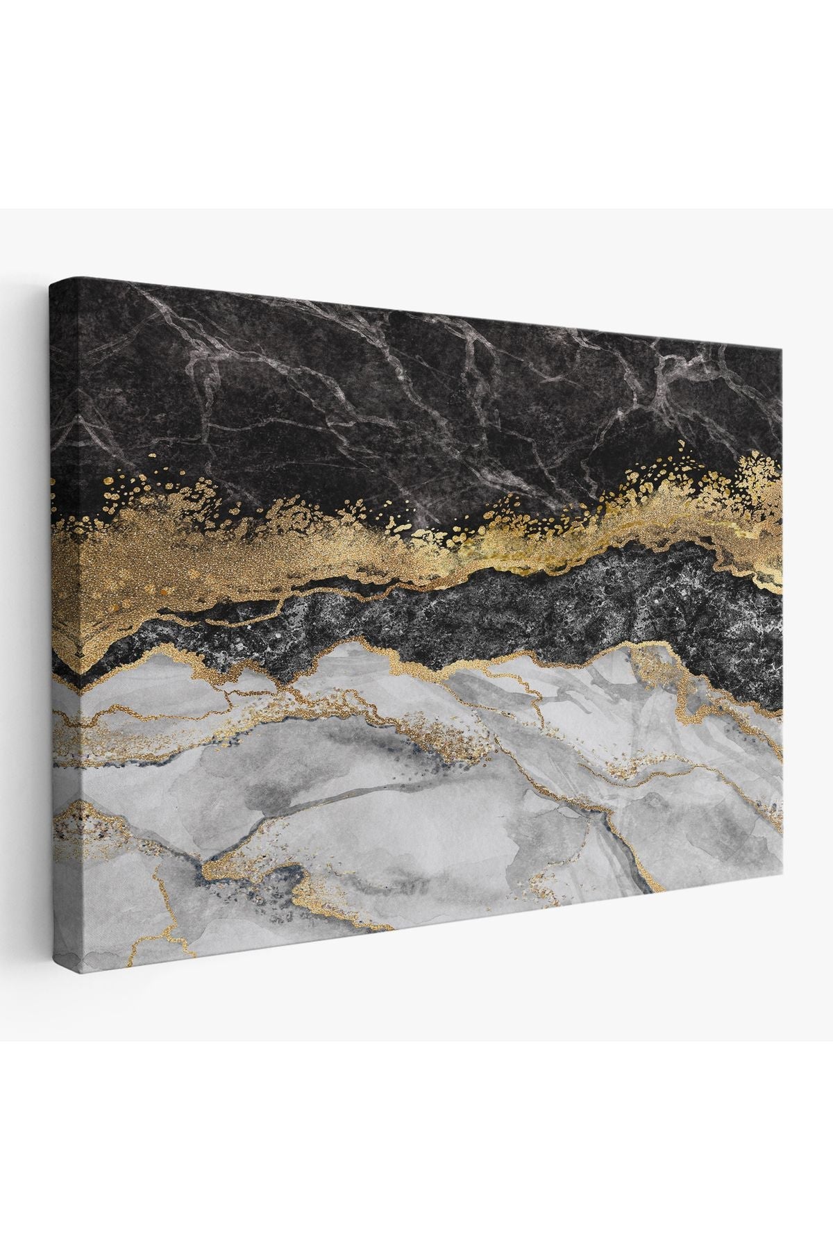 Mermer Desenli ve Altun Tozu Detaylı Soyut Modern Kanvas Tablo-5054
