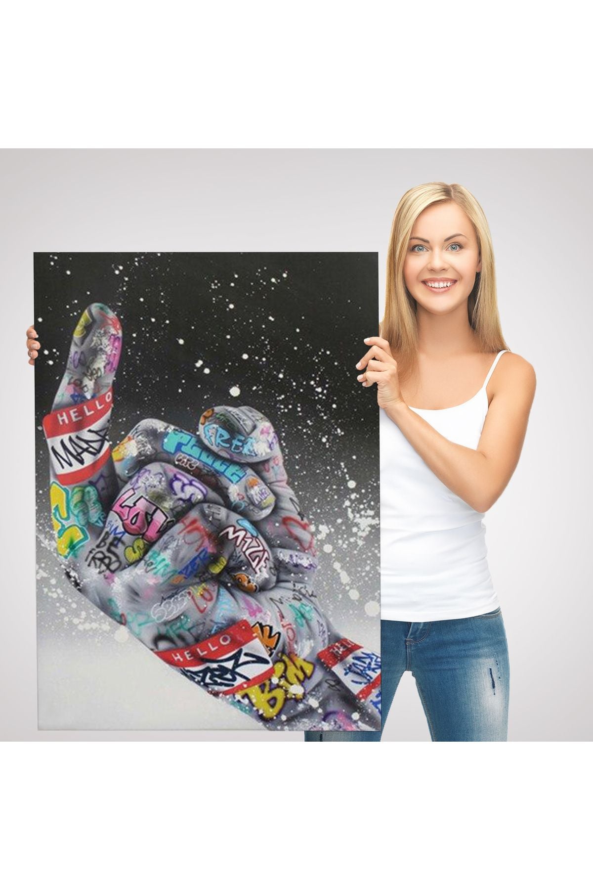 Graffiti Orta Parmak İzi Graffiti, Küfürlü El Hareketi, Hip Hop anvas Tablo-5314