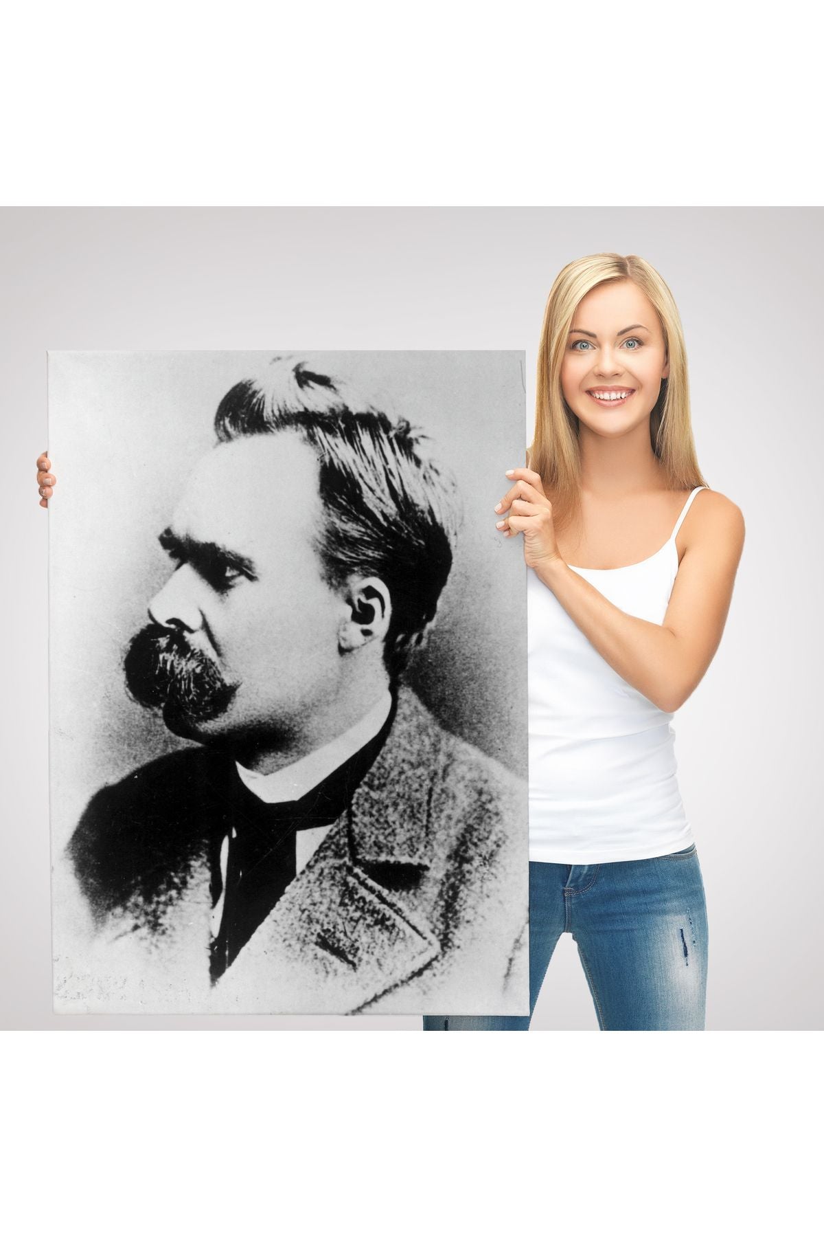 Friedrich Nietzsche Siyah Beyaz Dekoratif Kanvas Tablo-5963