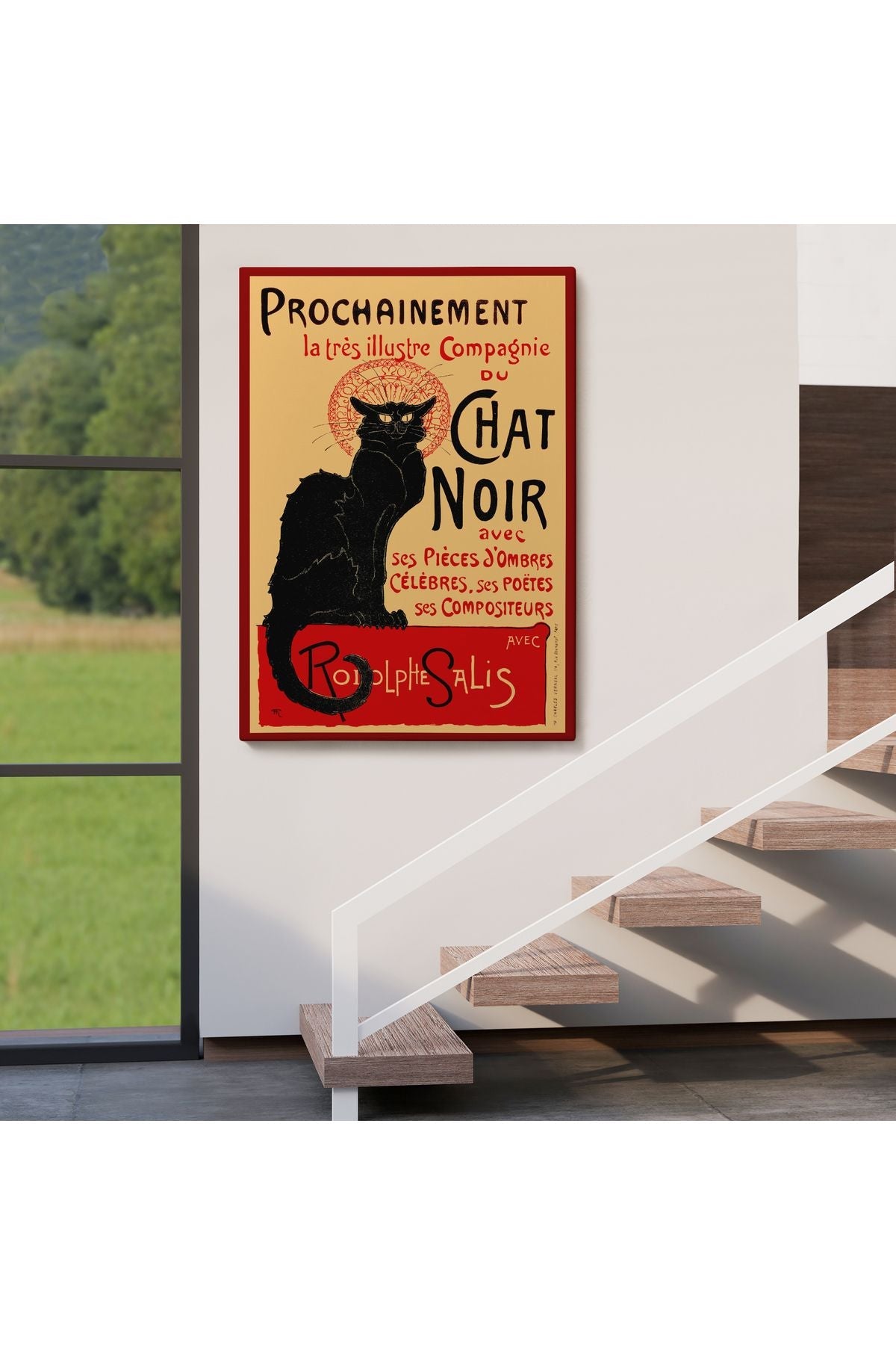 Özel Tasarım, Dekortif  BaskıSiyah Kedi Tablosu - Le Chat Noir Theophile Steinlen-6431