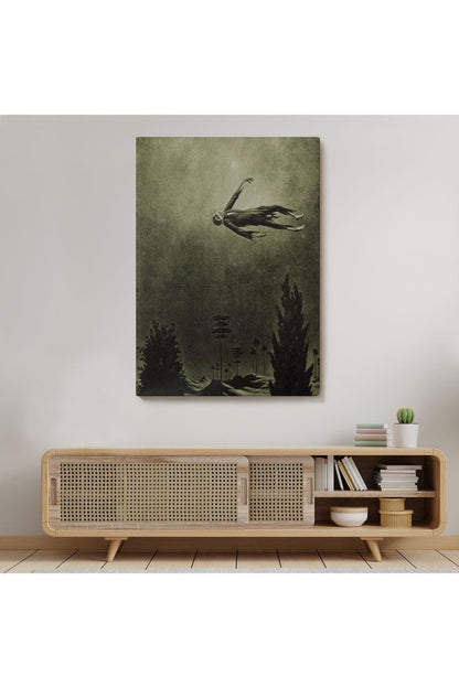 Franz Sedlacek Ağaçlar Üstündeki Hayalet Duvar Tablosu Witches Halloween -6381