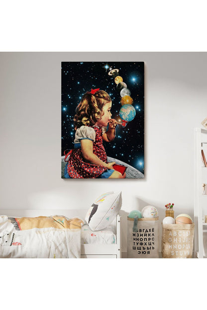 Galaksiler İle Oynayan Kız Çocuğu Tablosu-6042