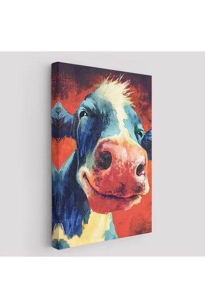 Komik İnek Portre Duvar Tablosu-6087