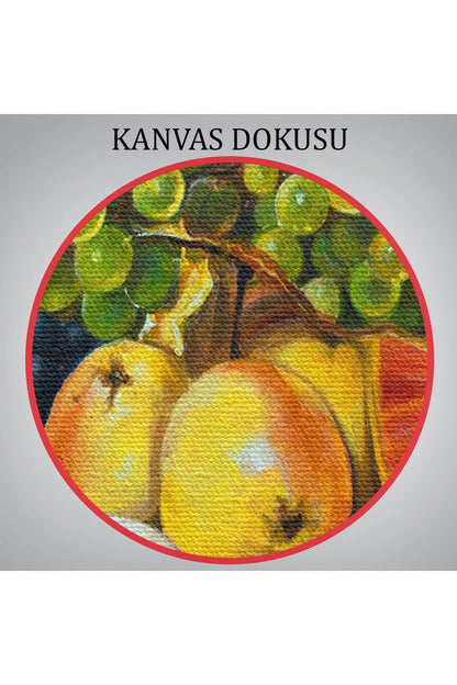 Masadaki Meyveler Yağlıboya Görünüm Dekoratif Kanvas Duvar Tablosu-3632