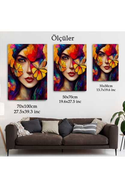 Çiçek ve Kadın Temalı Dekoratif Duvar Tablosu-6192