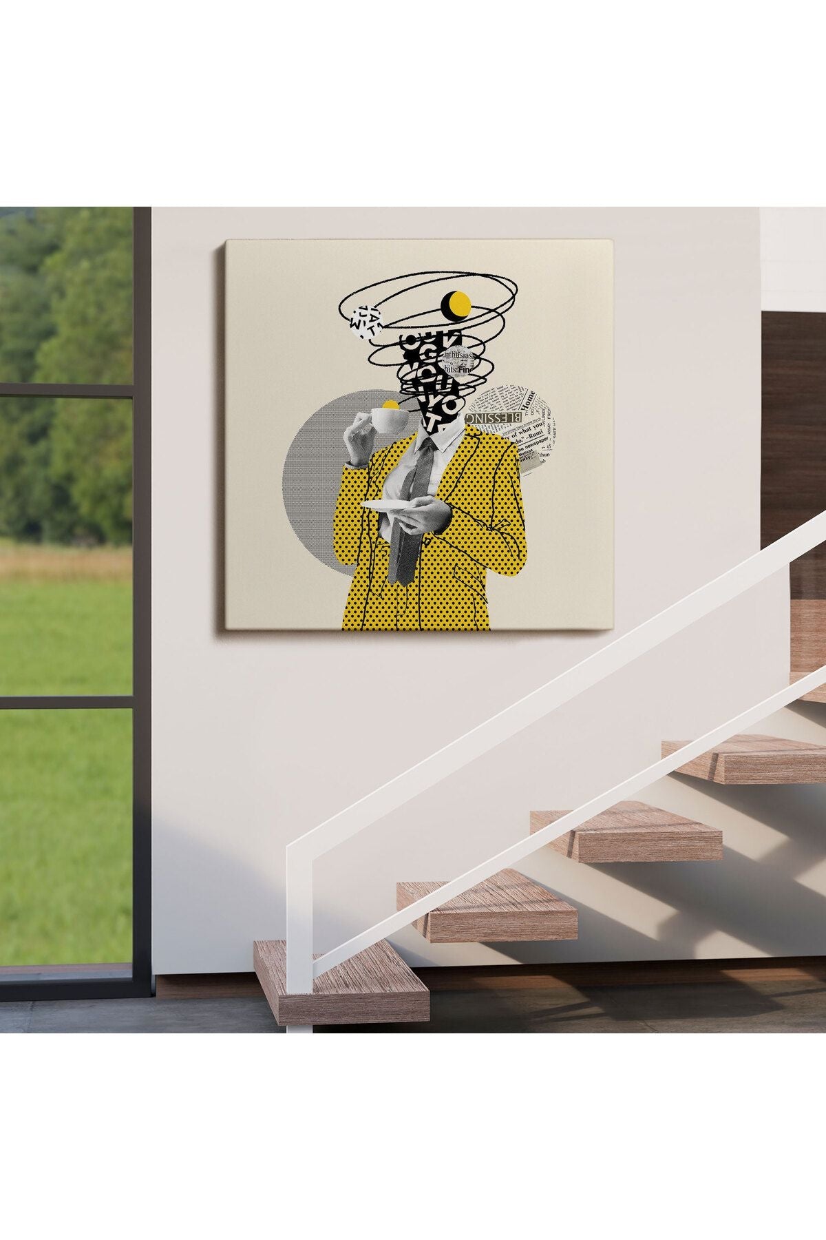 Kahve İçen Çizgi Roman Kahramanı Pop Art Tablo-5801