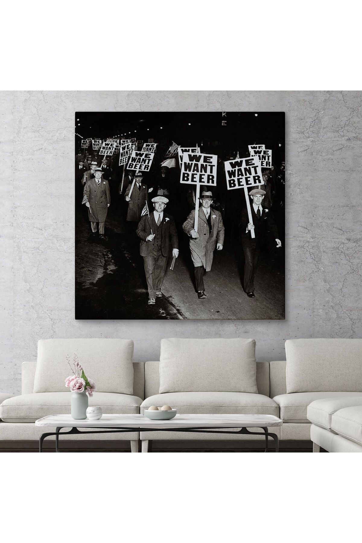 DB  Bira İstiyoruz, Olağandışı 1931 Yasak Protesto Fotoğrafı Kanvas Tablo-5336