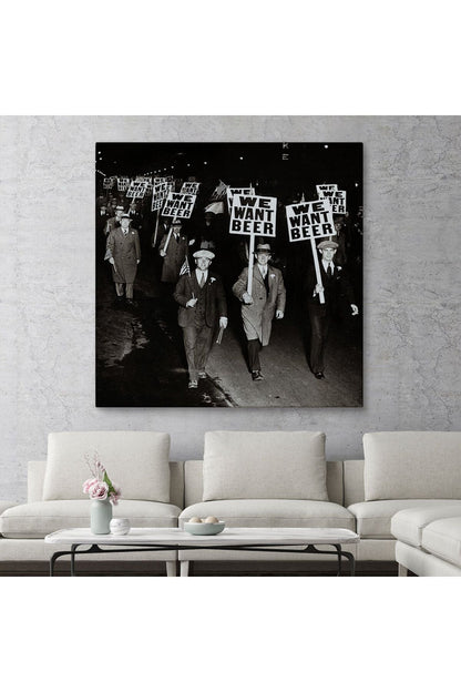 DB  Bira İstiyoruz, Olağandışı 1931 Yasak Protesto Fotoğrafı Kanvas Tablo-5336