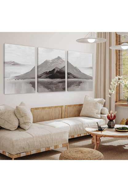 Minimalist Dağ Manzara Soyut Desen 3'Lü Kanvas Tablo
