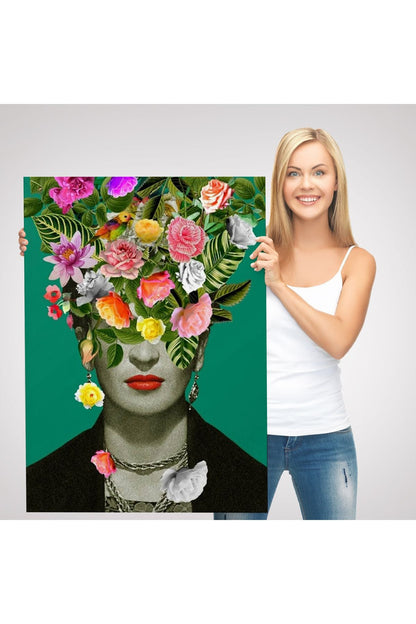 Çiçek Başlı Ünlü Ressam Portresi Kanvas Tablo-5131