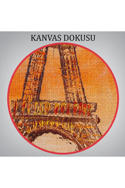 Eyfel Kulesi Manzaralı Yağlıboya Görünüm Dekoratif Kanvas Duvar Tablosu-5929