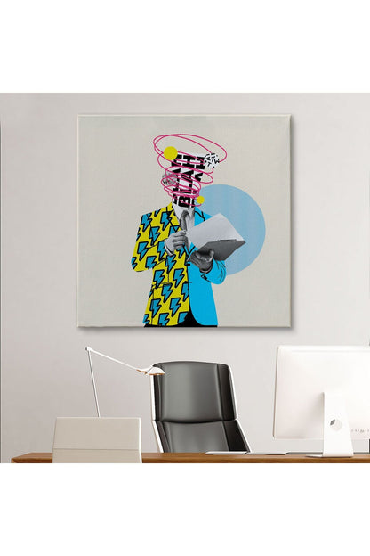 Çizgi Roman Kahramanı Kahvesini Yudumluyor Pop Art Kanvas Tablo-5800