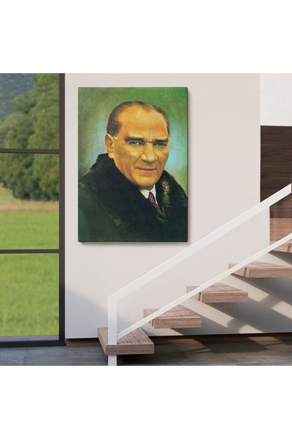 Atatürk Portre Tablosu Mustafa Kemal Atatürk Dikdörtgen Dekoratif Kanvas Tablo-CŞ-70