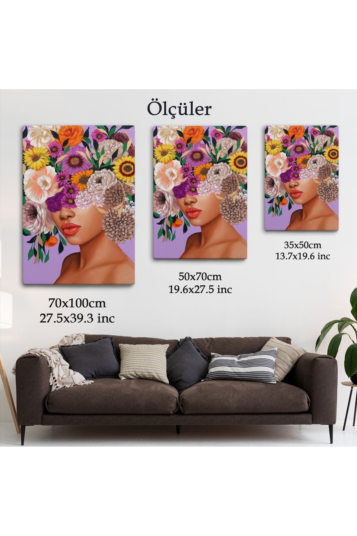 arg001 seri Çiçek Kafalı Kız Çocuğu Dekoratif Duvar Tablosu-6190