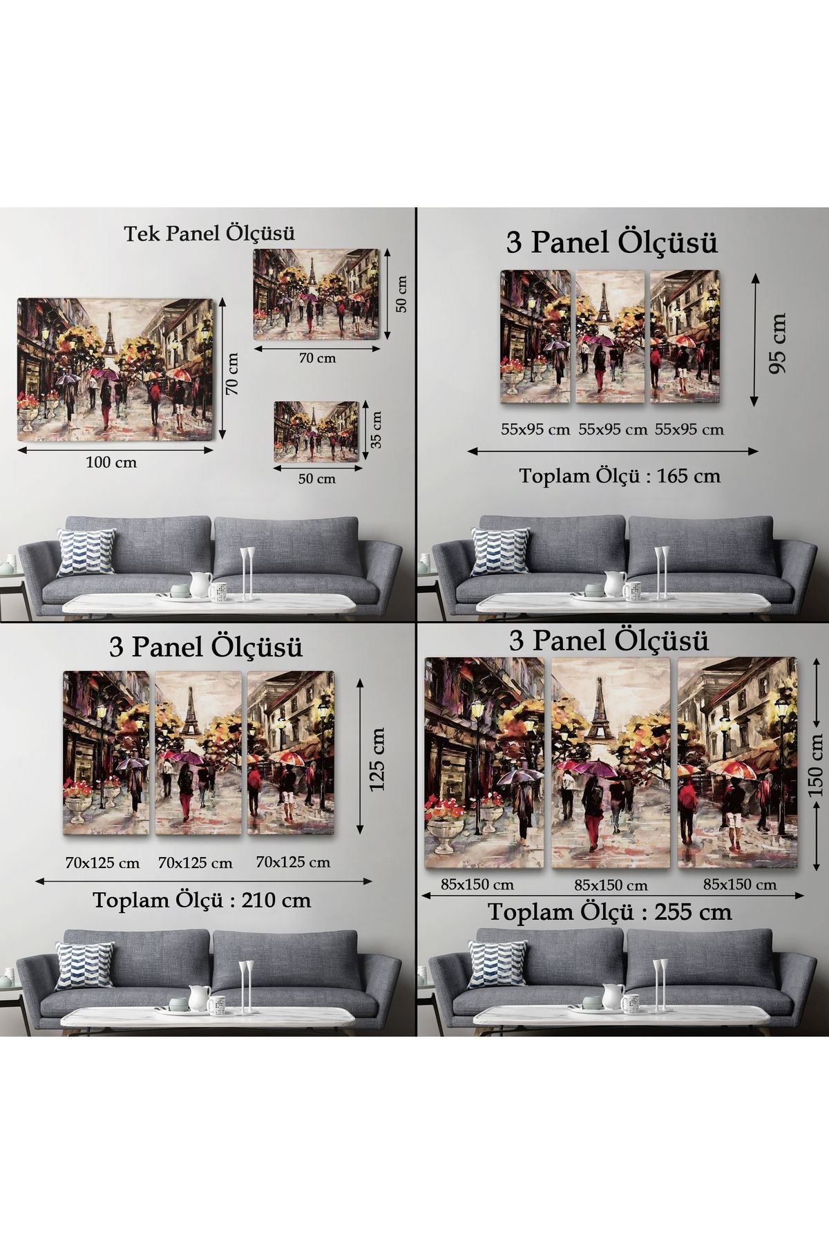 Fransa Paris Eyfel Manzara Manzaralı Dekoratif Duvar Tablosu-3634