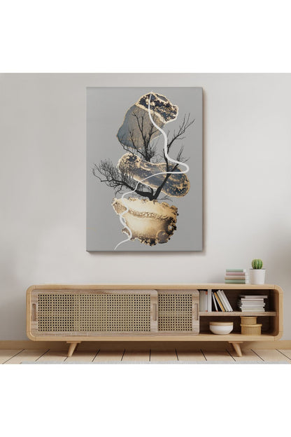 Geometrik Formda Soyut Desenler Dekoratif Kanvas Tablo-5181