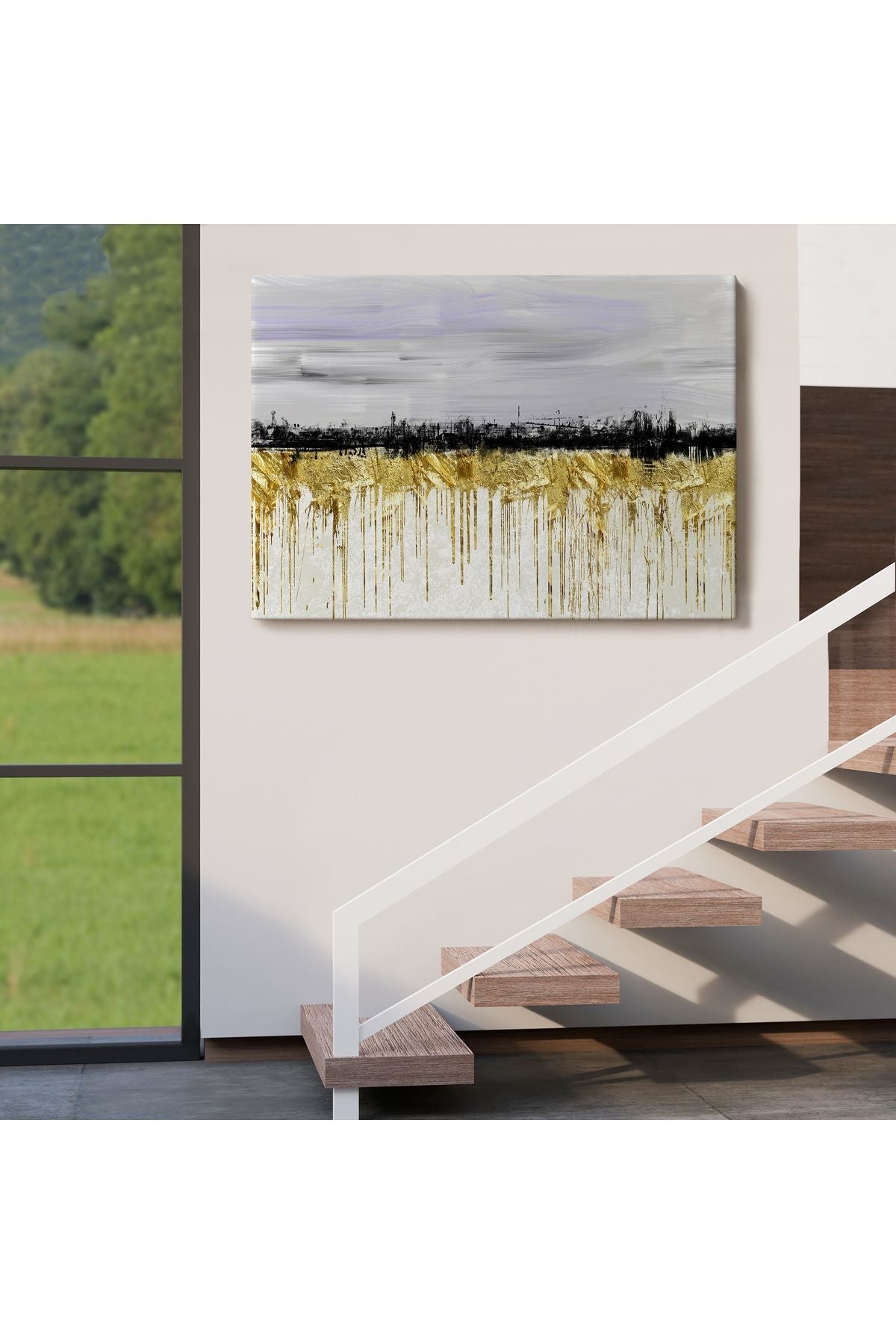 Gold Siyah ve Mavinin Müthiş Uyumu Modern Kanvas Tablo-5051