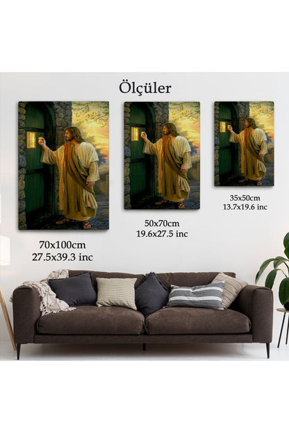 İsa Mesih Kapıyı Çalıyor, Hristiyan Duvar Sanatı, Kilise Hediyesi Kanvas Tablo-5271