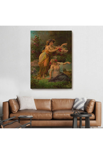 Göl kenarındaki Çiçekli Kadın Dekoratif Duvar Tablosu-6248