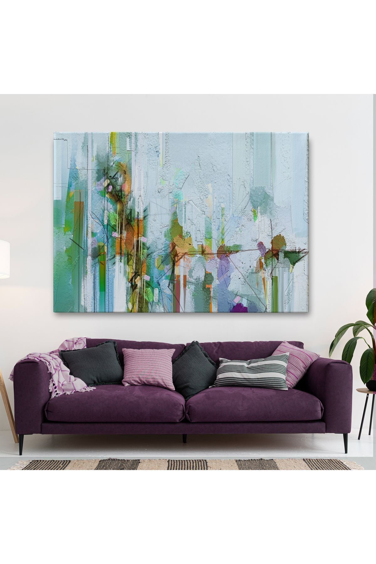 Modern Soyut Tarz Çiçekler Yağlıboya Görünüm Dekoratif Kanvas Duvar Tablosu-3709