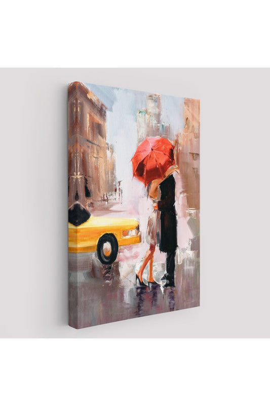 modagos068 Kavuşan Aşıklar Yağlıboya Görünüm Dekoratif Kanvas Duvar Tablosu-5930