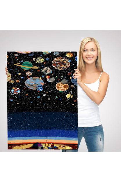 Galaxiyi İzleyen Kampçı Duvar Tablosu-6352