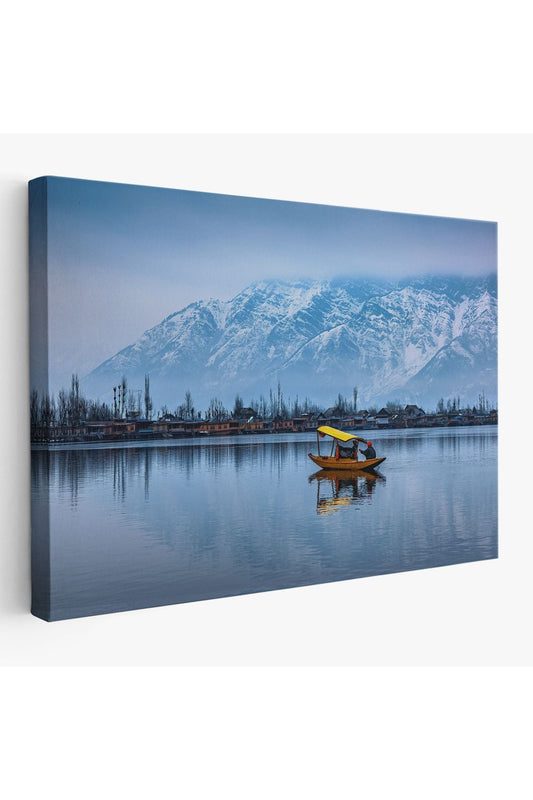 Hindistan Srinagar Dal Gölü Kış Manzara Tablosu-1244
