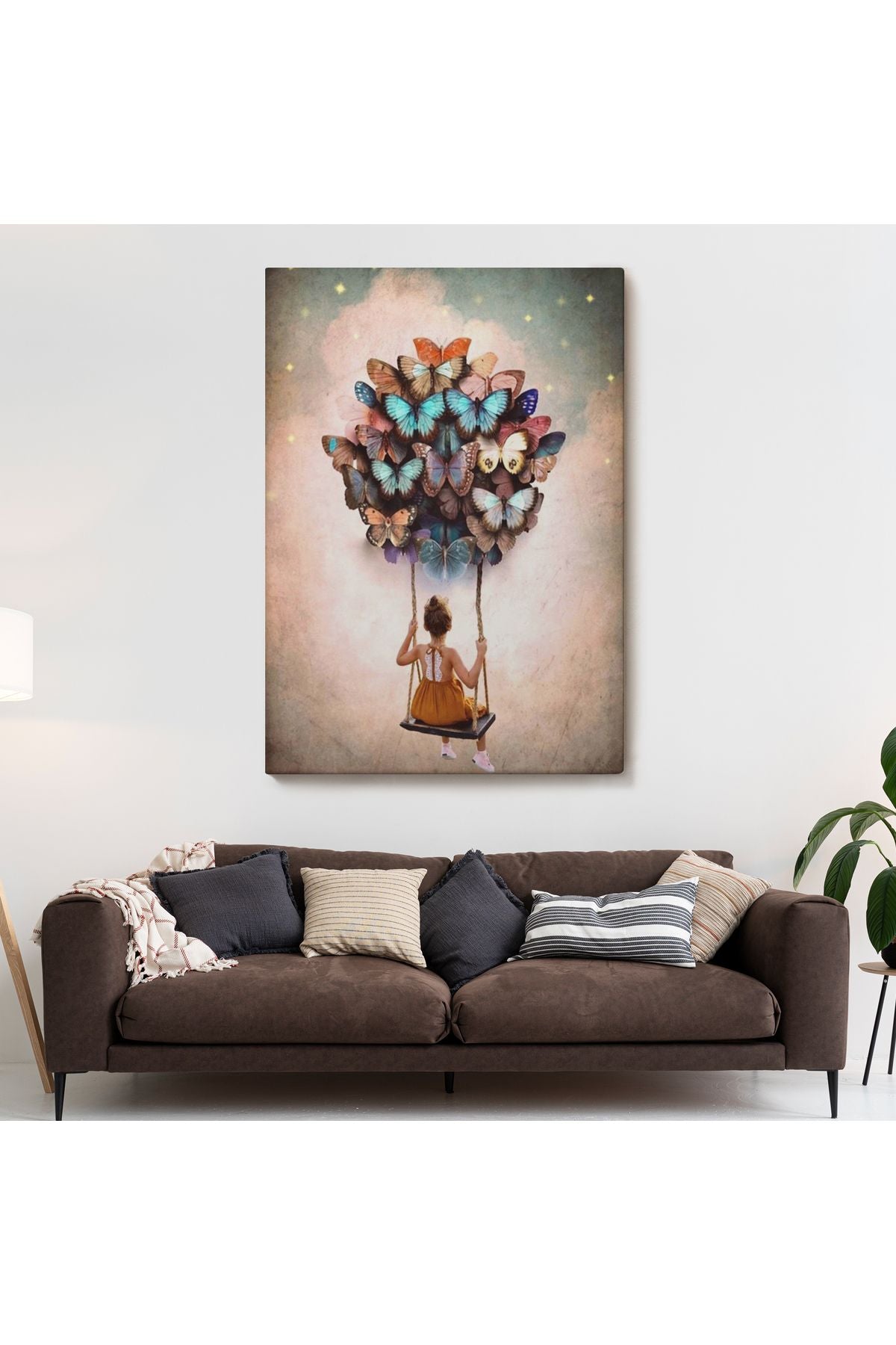 Kelebeklerin Uçurduğu Kız Çocuğu Duvar Tablosu-6094