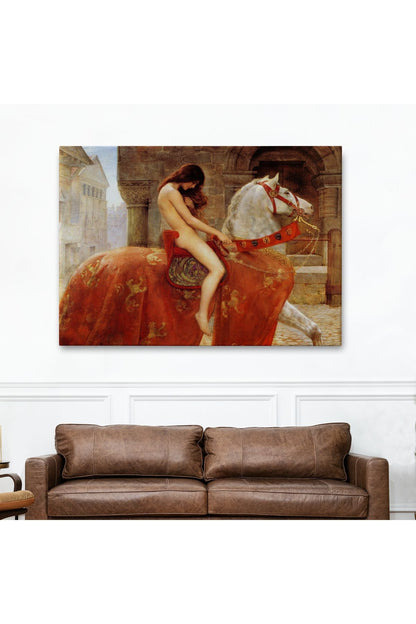 Lady Godiva Tablosu - At Üstünde Çıplak Kadın-6583