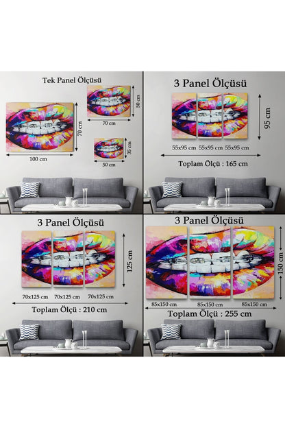 MLT Brnd product092 Diş Teli ve Renkli Dudaklar Graffti Tablosu-6651