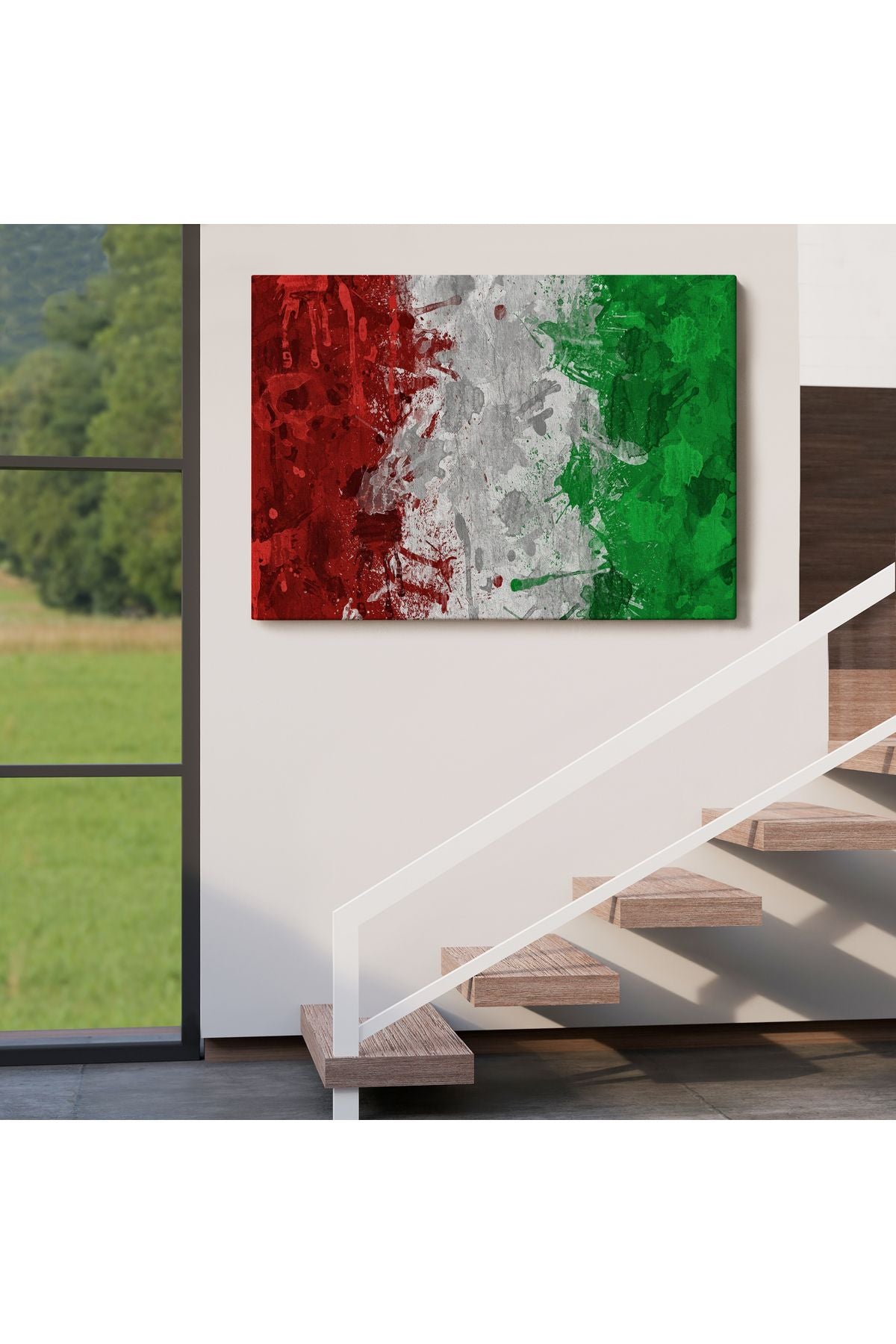 İtalya Bayrağı Kanvas Duvar Tablo, Ev ve Ofis Dekoru, Spor Kulübü, Bar Dekoru-5402