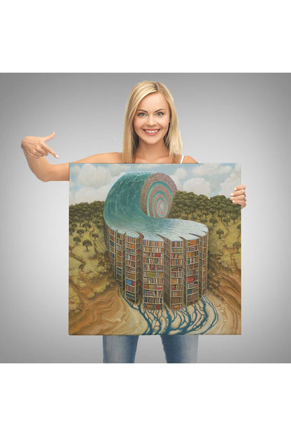 Gerçeküstü Bir Kütüphane Posteri, Çalışma Odası Hediyesi Kanvas Tablo-5330